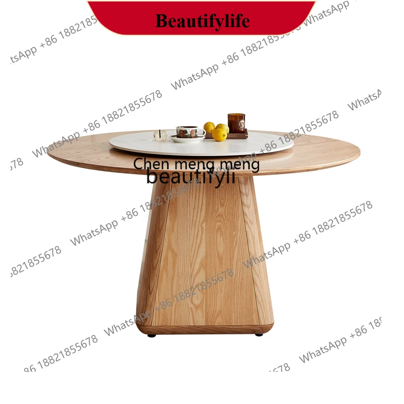 

z183 Wabi Sansan Solid Wood Round Dining Table and Chair Combination Japanese Log Modern Simple Household Round Table with Turnt