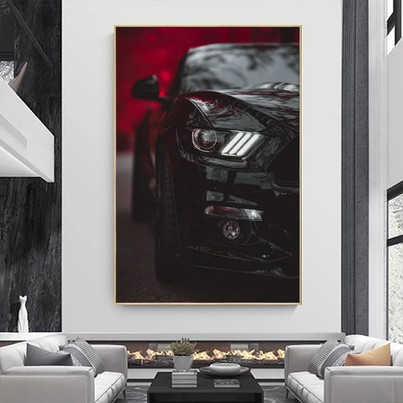 Luxury Car Ford Mustang Ford GT Poster Sports Car Super Car Canvas Painting Wall Art Print Picture for Living Room Home Decor