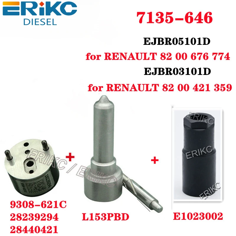 7135-646 EJBR05101D EJBR03101D Nozzle L153PBD Valve 9308-621C Common Rail Injector Overhaul Kits for RENAULT 82 00 676 774