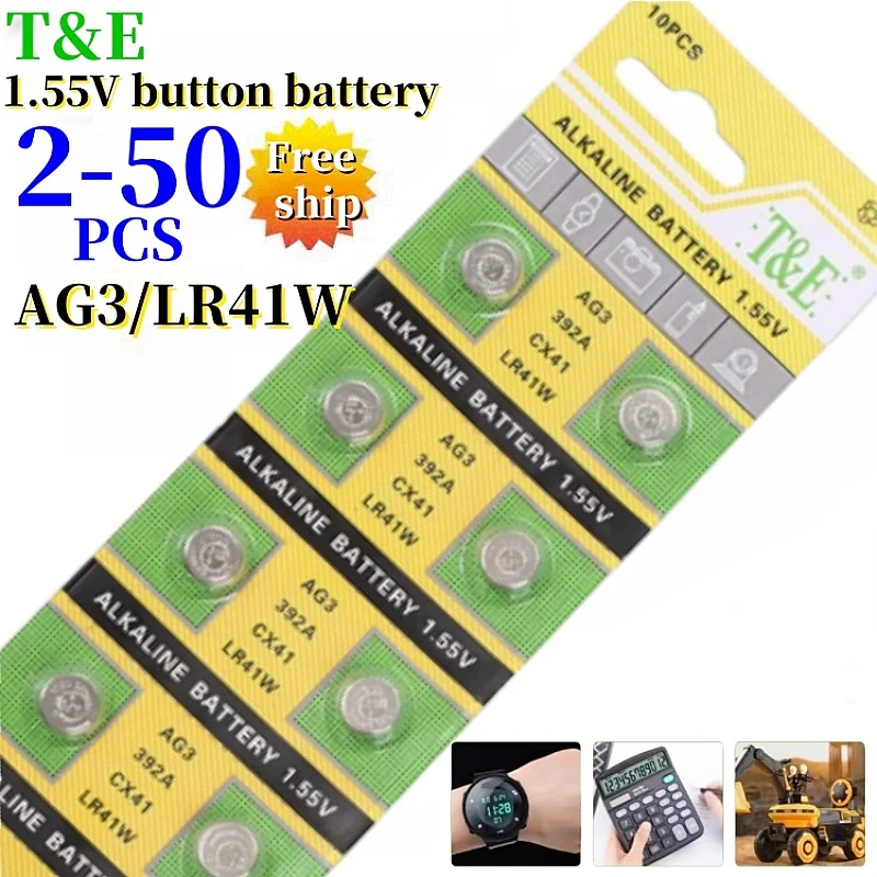 2-50PCS 1.55V AG3 LR41 Button Batteries SR41 392 192 Round Cell Coin Alkaline Battery L736 384 SR41SW CX41 For Watch Toys Clock