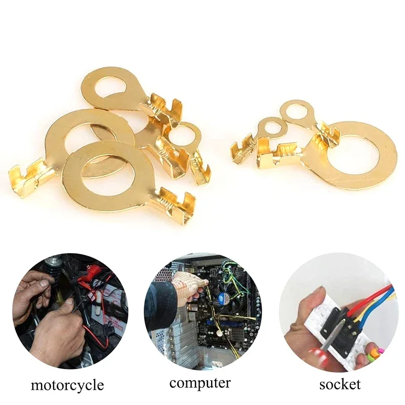 150 Pcs Cable Ring Terminal Ring Cable Lugs Copper Lugs Ring Terminals Connectors Brass Crimp Cable Wire Terminals