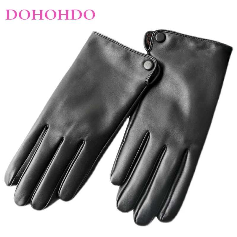

Black Gloves Men's Thin Warm Leather Gloves In Autumn And Winter Plus Velvet Plus Large Size Sheepskin Motorcycle Gloves Guantes