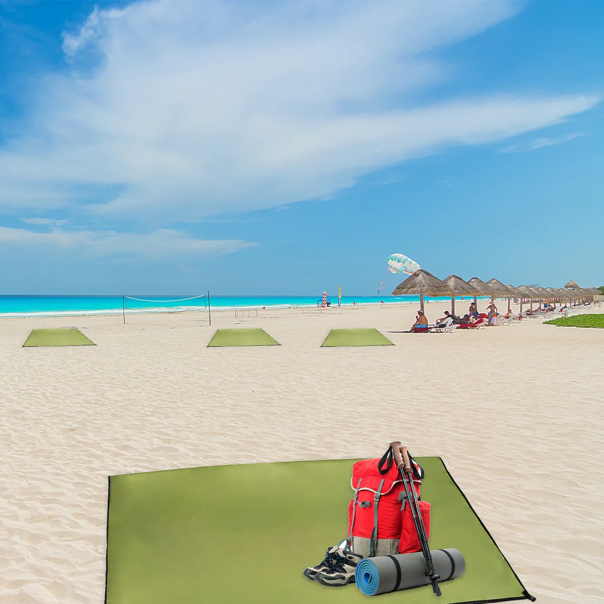 

1pc 210X200Cm Oxford Cloth Waterproof Ground Mat Foldable Portable Outdoor Camping Pad Beach Lawn Hiking Blanket Army Green
