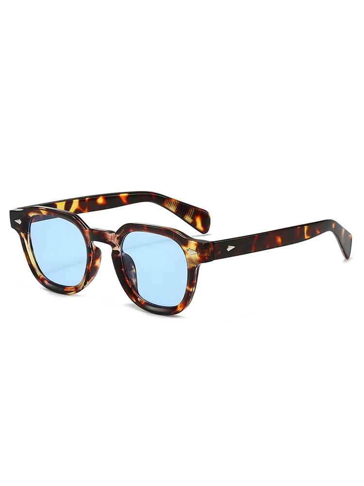 SO & EI mode couleur bonbon carré femmes lunettes de soleil nuances UV400 rétro tendance Rivets hommes léopard lunettes de soleil