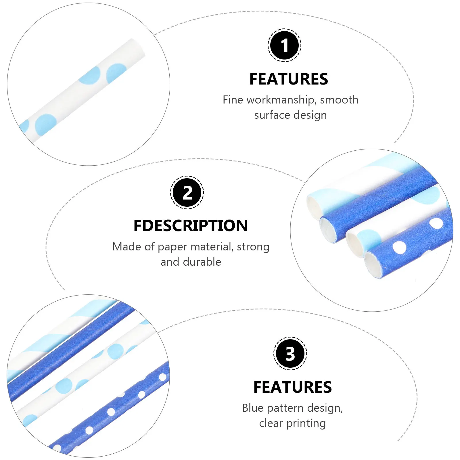 

200Pcs Paper Blue Straws Fun Disposable Drink Straws for Birthday Summer Sea Party Beverages Cocktail Bar Gathering Events