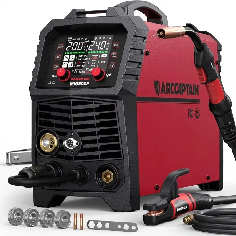 Pulse MIG Welder 200A 7-in-1 MIG/Gas/Flux Core/Stick/Lift TIG/Spot Welding 110V/220V Aluminum Thin Sheet Metal