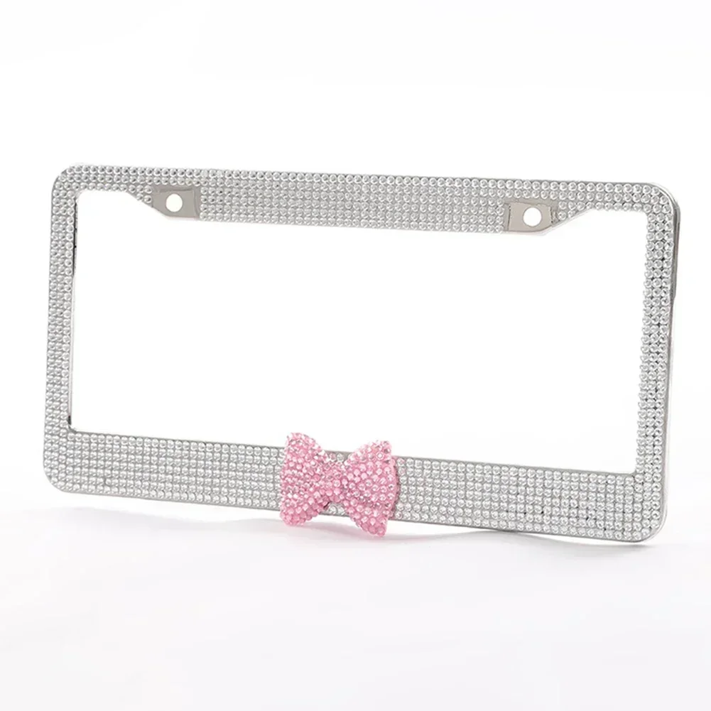 Ręcznie robiona ramka na tablicę rejestracyjną z kryształkami i cyrkoniami – do samochodów damskich, pasuje do wszystkich tablic rejestracyjnych w USA i Kanadzie, UŻYTKOWA