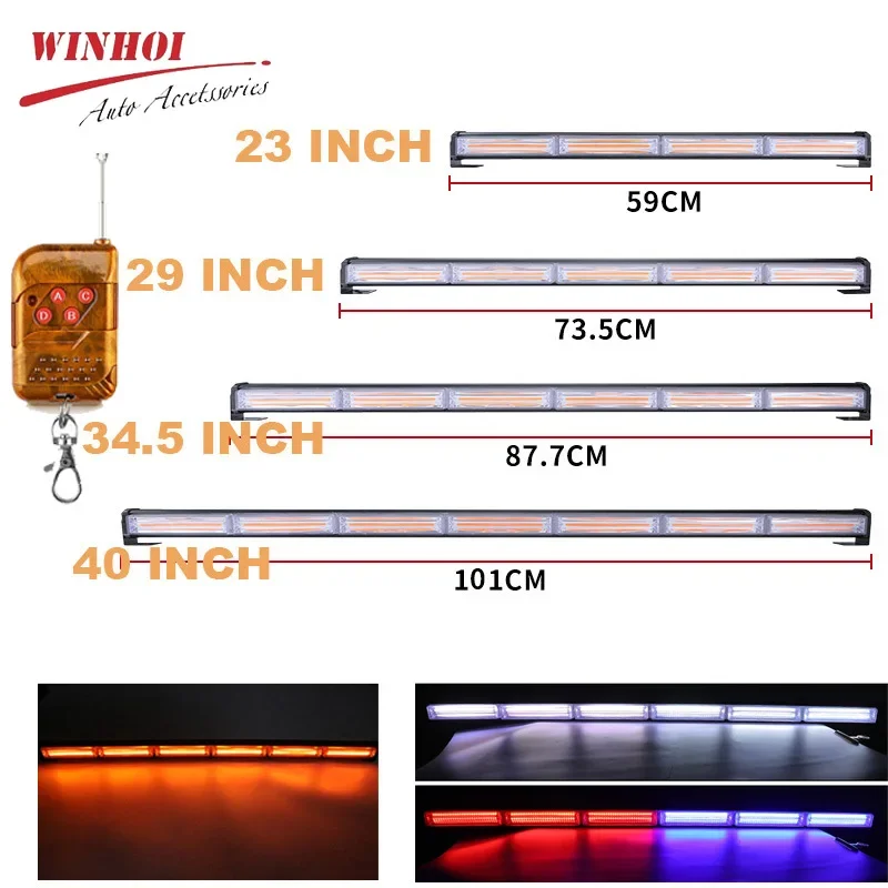 12-24V Amber Red Blue White COB Car Strobo Lights Wireless Control Police Strobe Light Bar Warning Emergency Beacon for Truck