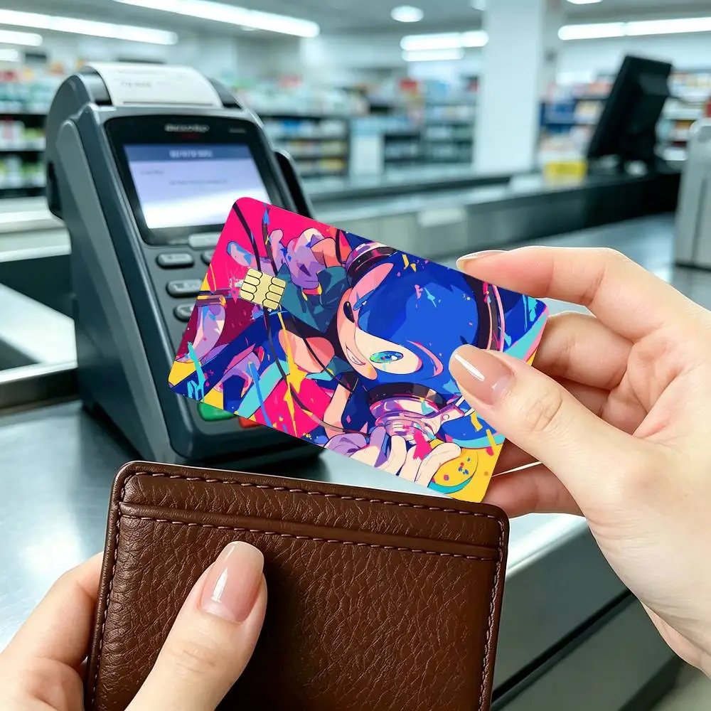 S-Sonic-c T-The H-Hedgehog  Credit Card HD Stickers Small Chip Waterproof Sticker Game Card Decal Gift