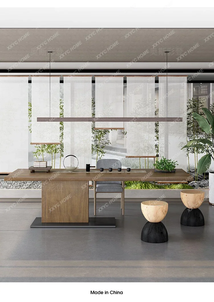 Um conjunto completo de mesa de chá moderna e simples em estilo log (cadeiras combinando)