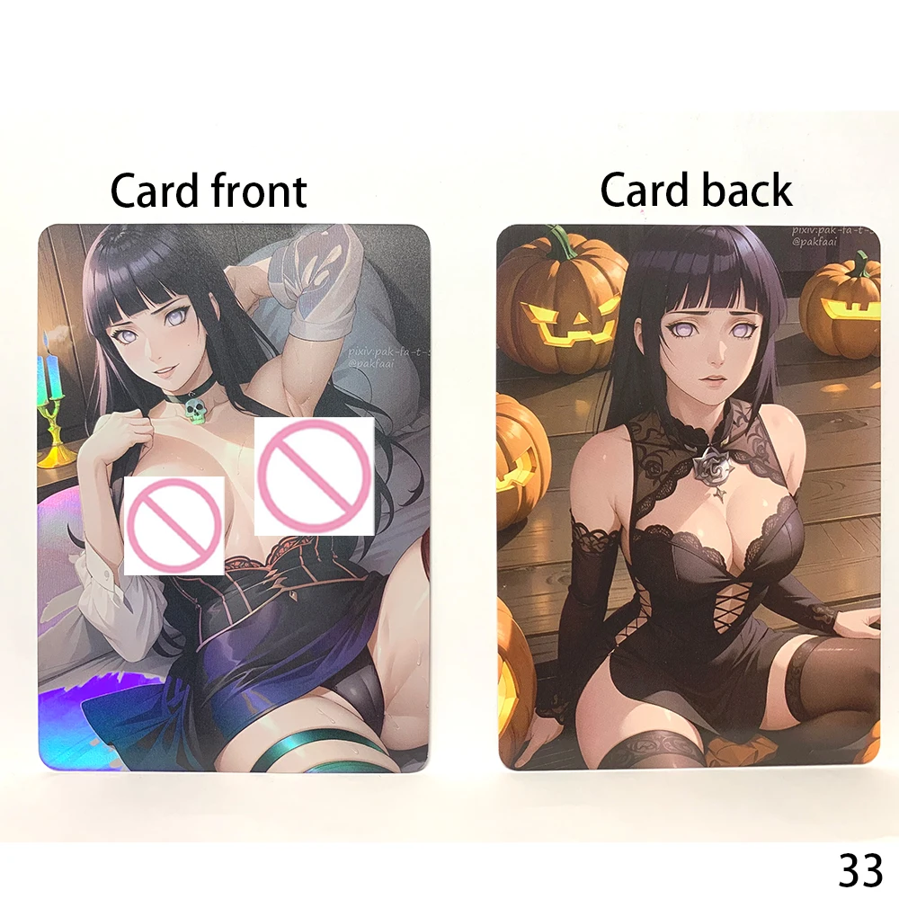 NarAAHyuga HinMiSexy Nude Card, Large Chest Anime Collection Card, Refractive Colorful Flash, Anime Peripheral, Otaku Gifts