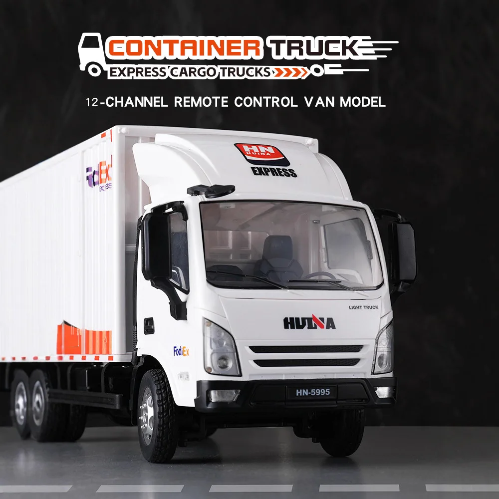 Huina Rc Car 1 18 12 Channel Semi Alloy Remote Control Express Container Truck Model Simulation Cargo Vehicle
