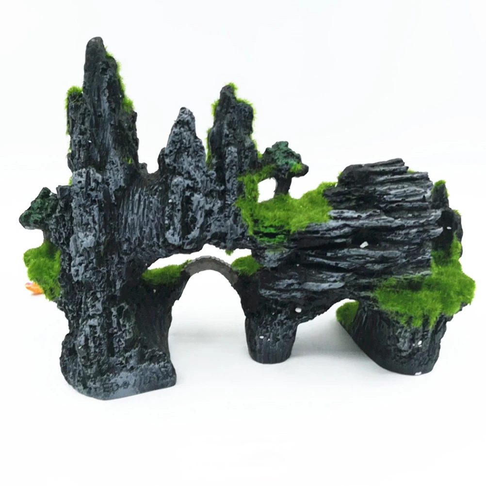 

Artificial Mountain Fish Tank Decor Resin Aquatic Ornament for Fresh and Salt Water Aquarium Rockery Hiding Place Enhance Visual