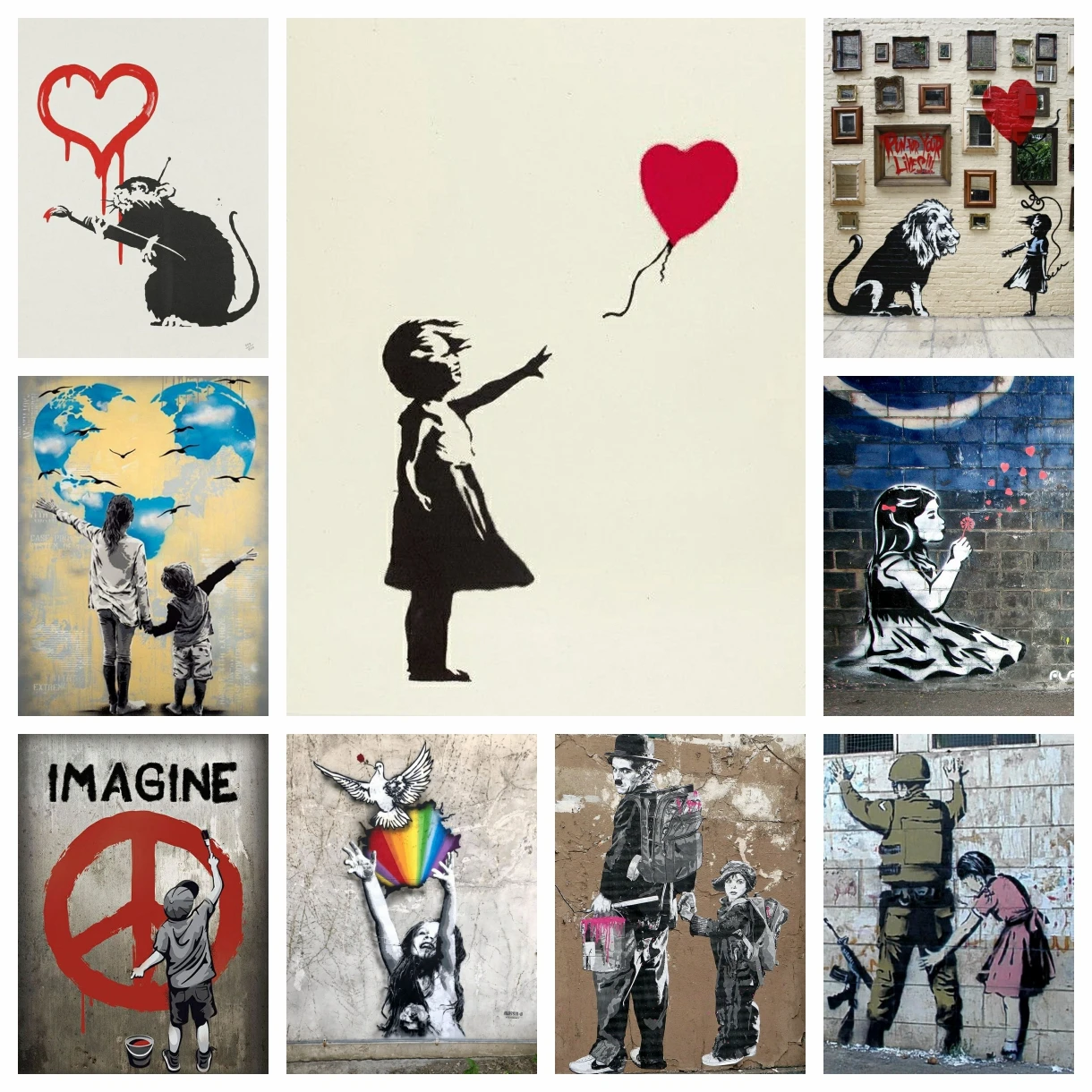 Banksy Graffiti Street 5D DIY Diamond Painting Mosaic Cross Stitch Artwork Embroidery Handmade Rhinestones Home Decor Gift