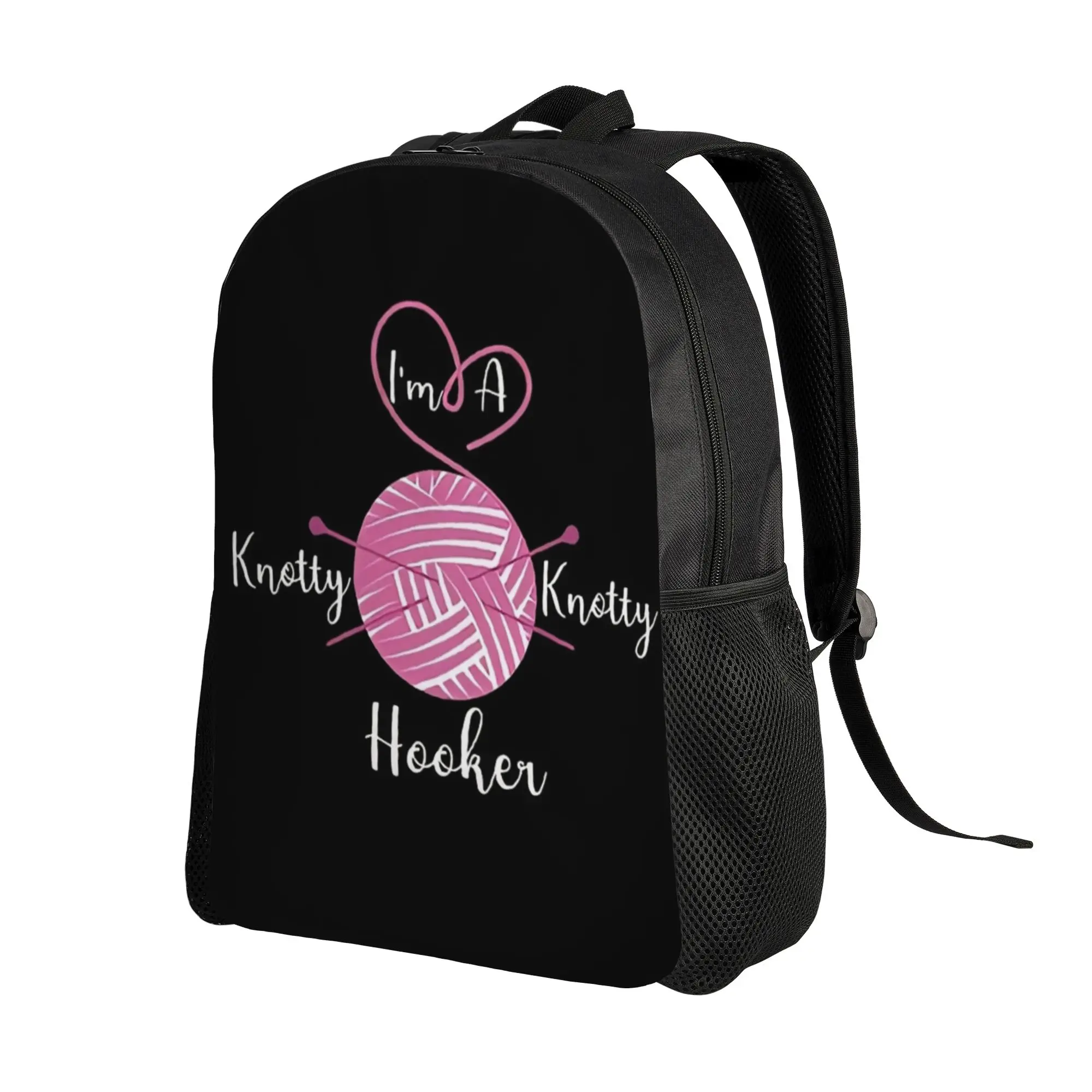Back to school season I'm A Knotty Knotty Hooker Crochet and Knitting Schoolbag  High School Students Portable Backpack