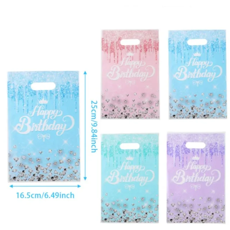 

100PCS Christmas Plastic Gift Handle Bag DIY Cartoon Wedding Party Favor Packaging Bags For Kids Birthday Gift Packaging Pouches