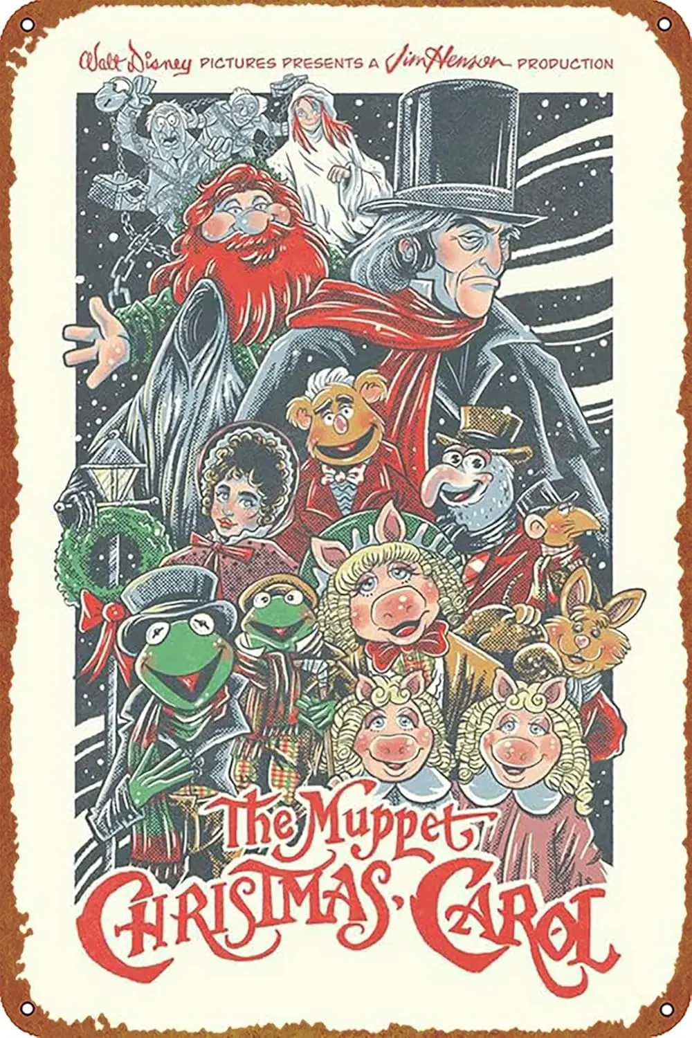 ملصق فيلم MUPPET Christmas Carol، علامة معدنية قديمة، لافتة قصدير قديمة، مناسبة للمقاهي والحانات وديكور جدران المنزل