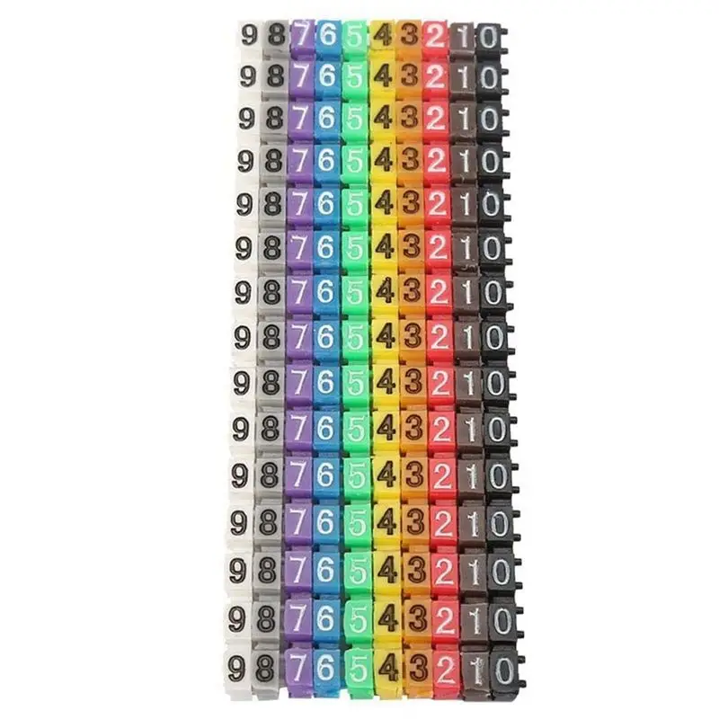A02M-Clip-On String Cable Marker Boxed Plastic Number Number Wire Label Tube Set Color Cable Marker (750PCS KCM-1.5MM)