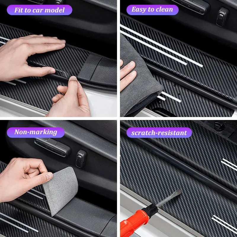 

Universal Carbon Fiber Leather Car Door Sill Protection Strip For Audi A3 A4 A5 B8 8P B9 8V B6 B7 A1 A6 Car Sticker Accessories