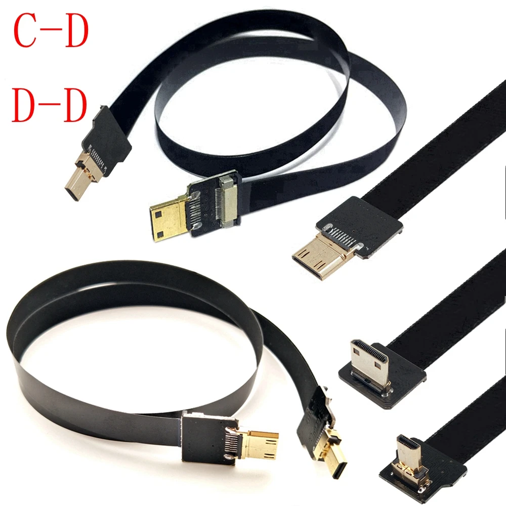 FPC micro MINI HDMI-compatible cable 90 Degree UP /Do/ Le/Ri Angle adapter For Raspberry Pi DJI UAV PTZ SLR Camera TV/Projector