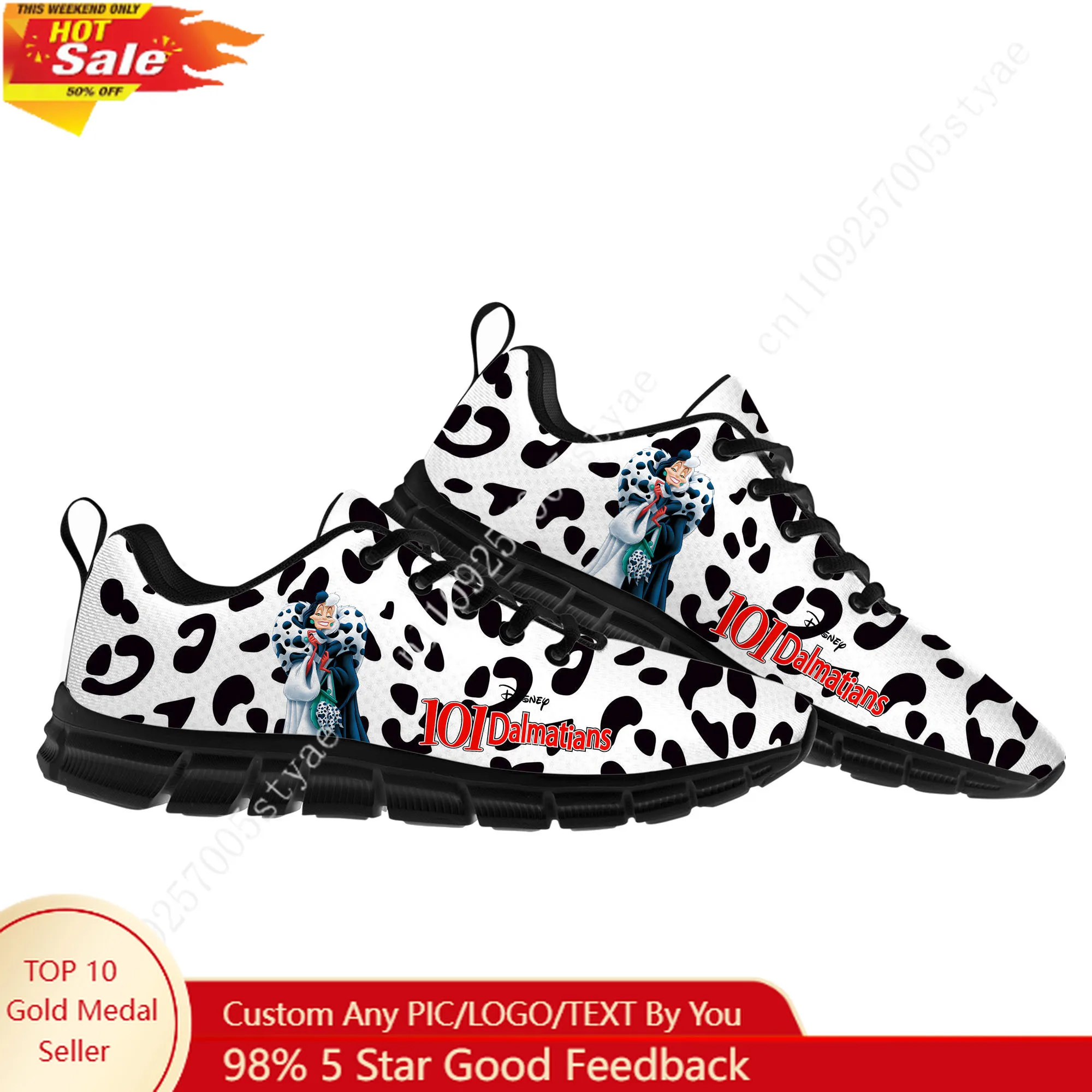 

Cruella De Vil Sports Shoes Disney Cartoon Decorate Sneakers Design Your Logo Text Party Holiday Gifts Custom Shoe