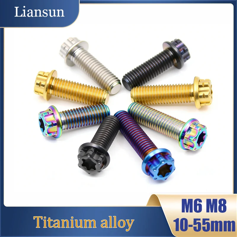2pcs Titanium Torx Head Flange Bolt M6 M8 External Hex Flange Torx Six-Lobe Head Screw For Motorcycle Modification Accessory