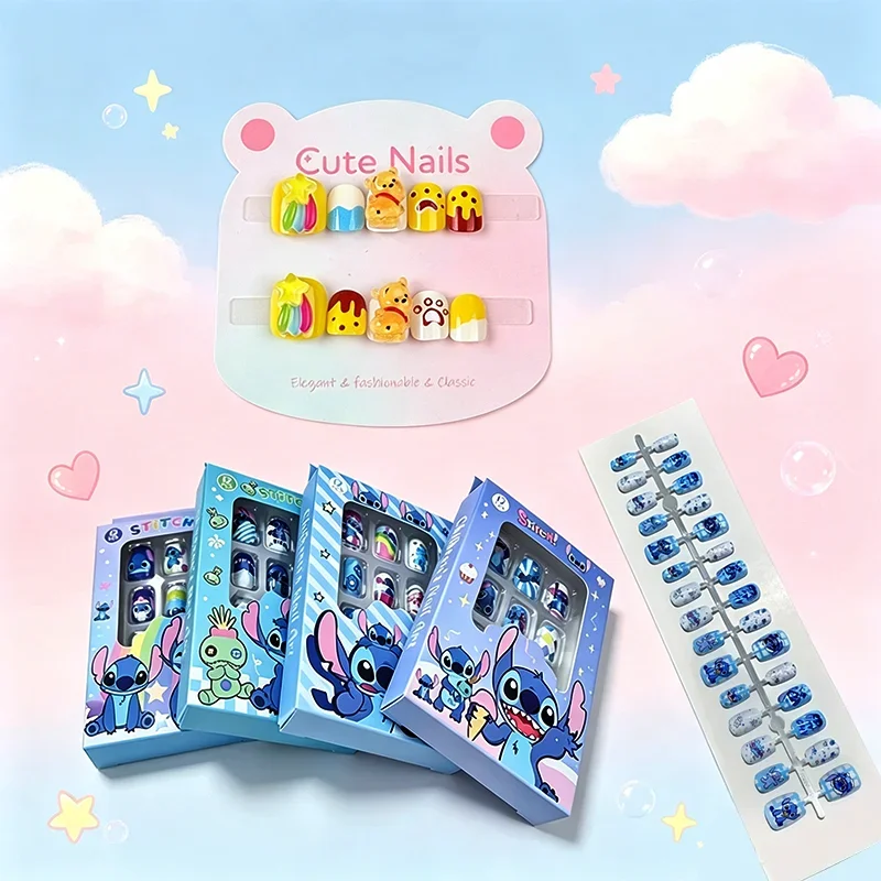 Disney Stitch Winnie The Pooh Kids Nail Art Nail Stickers,DIY Nail Art, Fashionable Nail Stickers For Children Cosplay Press-on