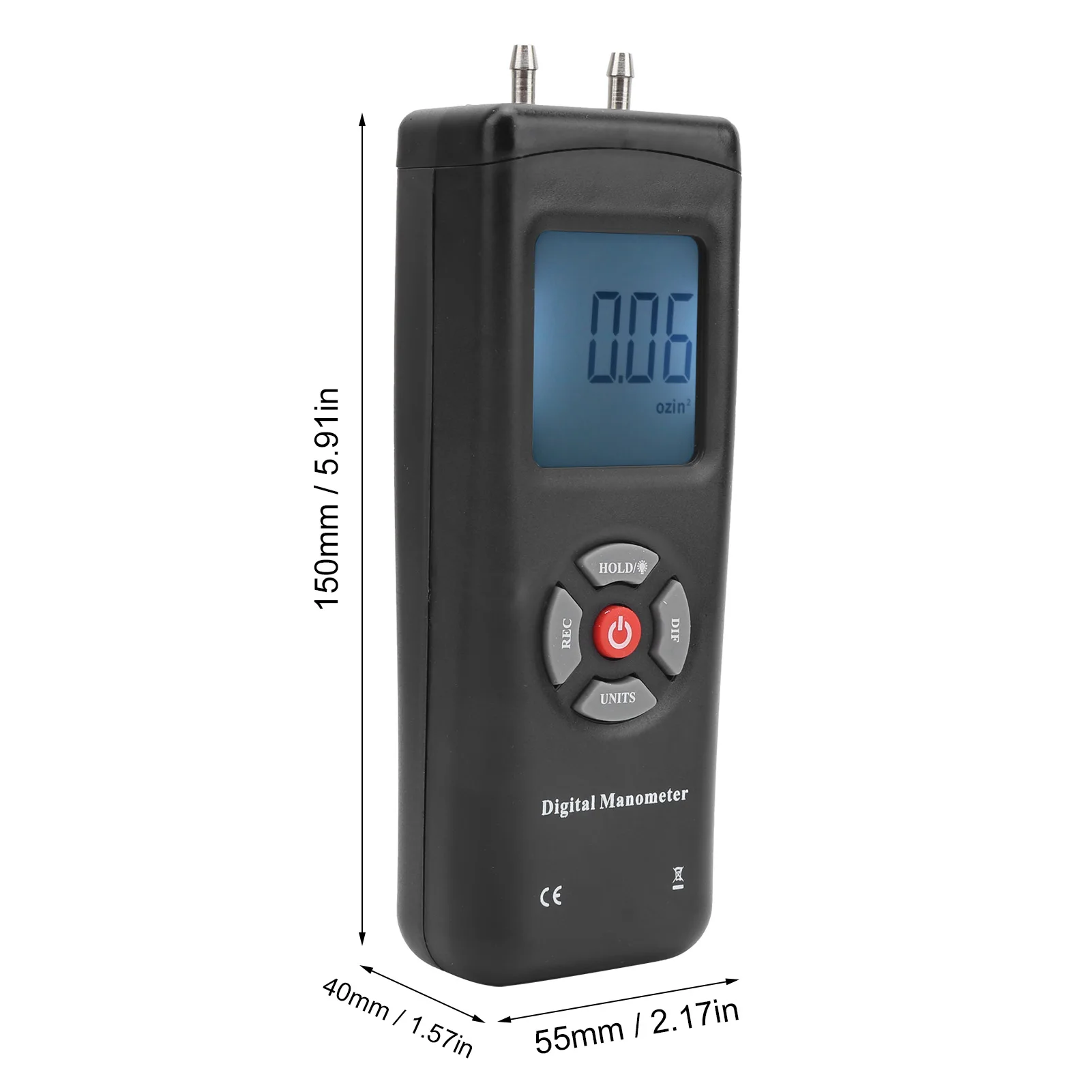 TL‑101 Digital Manometer Air Pressure Meter Gauge Differential Air Pressure Tester Tool +5psi Differential Manometer