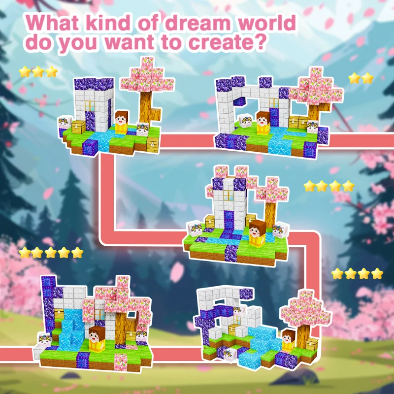 Puzzel met Sakura-thema voor jongens en meisjes van 3-6 jaar Educatief magnetisch bouwstenen speelgoed voor kinderen