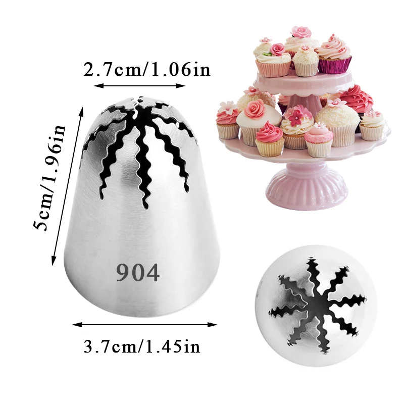 904 Large Size Wavy Close Star Stainless Steel Piping Nozzle Drop Flower Cream Icing Tips Cake Fondant Cupcake Baking Decoration