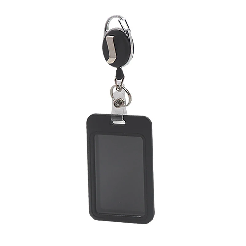 Fashion Simple Work Permit Card Holder Corded Retractable Neck Hanging ID Card Protector Badge Case Hard Case ID Card Holder