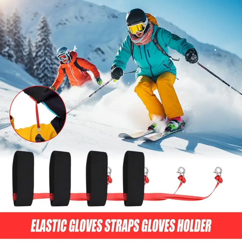 Sangles Métalliques Réglables pour Gants de Ski, Sangles artificiel astiques, Support pour Gants de dehors, Lanière Anti-Perte, 4X, 506