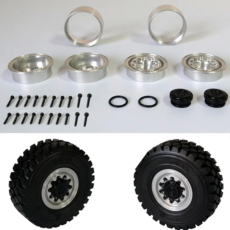 Maßstab 1:14 2 Stück Metallsimulation Vorderreifennabe für Tamiya RC Truck SCANIA 770S R620 VOLVO BENZ Arocs MAN TGX Auto JDM-83
