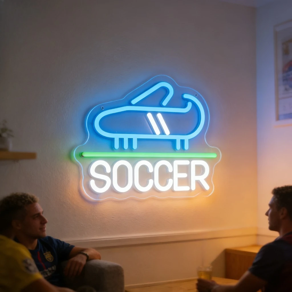 Blue Soccer Shoe Neon Sign LED Wall Art Night Light for Bedroom Home  Party Pub Restaurant Decor Football Fan Gift Sports Theme