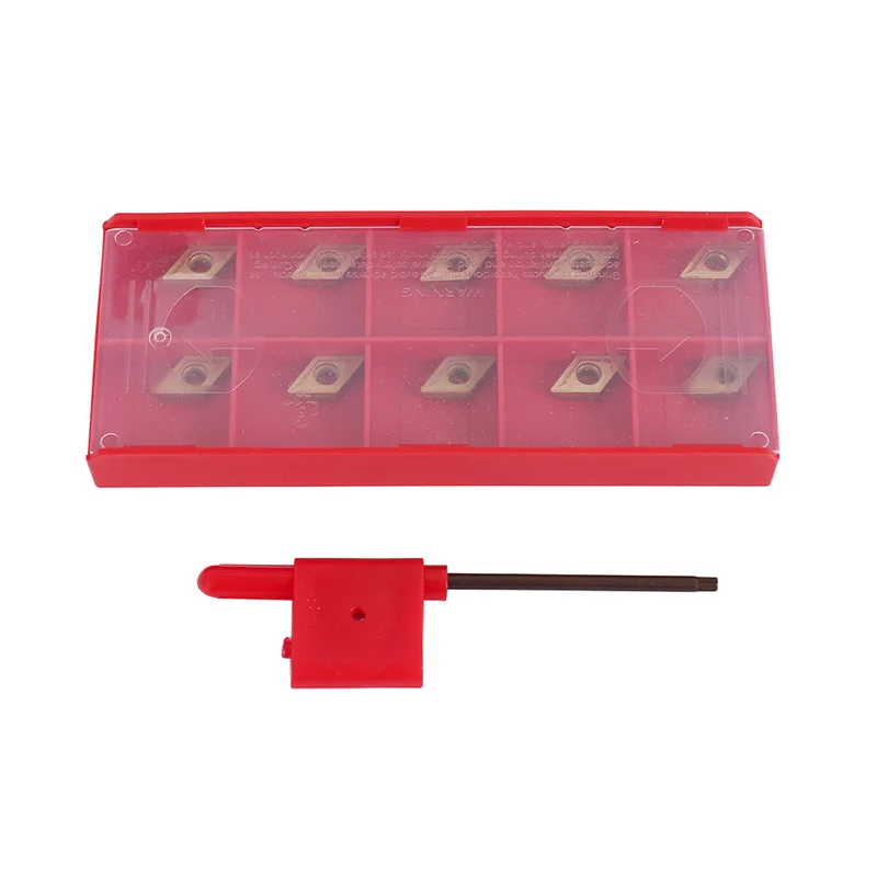 

10Pcs DCMT070204 YBC251 Blades Gold Carbide Inserts CNC Lathe Cutter For Lathe Turning Tool Boring Bar-AT30