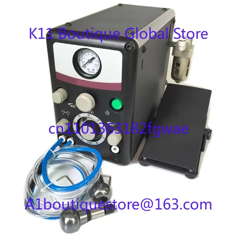 Máquina pneumática de gravação de joias 220V, equipada com micro gravura de cabeça dupla e peça de mão graver de 400-8000 RPM