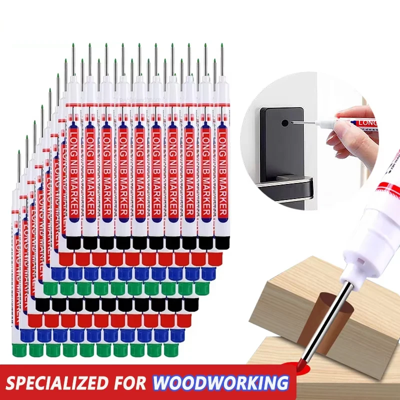 

3-100Pcs 20mm Deep Hole Long Nib Markers, Waterproof Long Head Pens for Metal, Bathroom, Woodworking & Decor