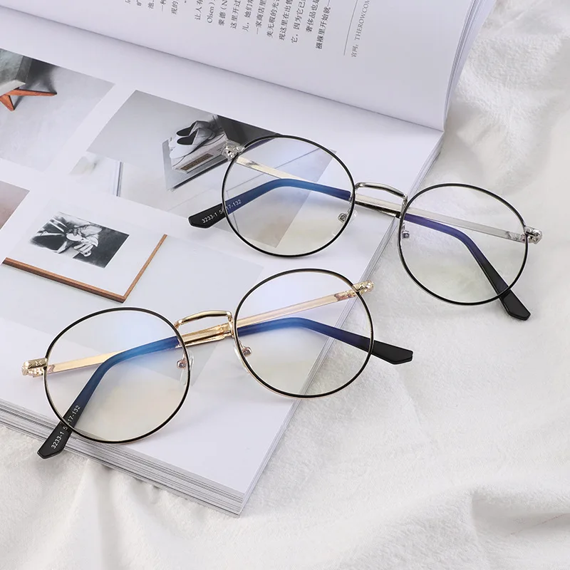 

New Metal Plain Glasses Men's and Women's Artistic Glasses Anti-Blue Light Glasses Myopia Glasses Eye Protection Glasses