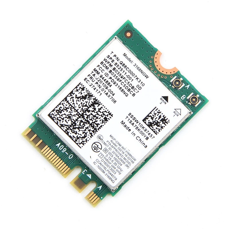 Dual Band Wireless for Intel 3168 3168NGW 433Mbps Bluetooth 4.2 802.11Ac NGFF WiFi Network Card