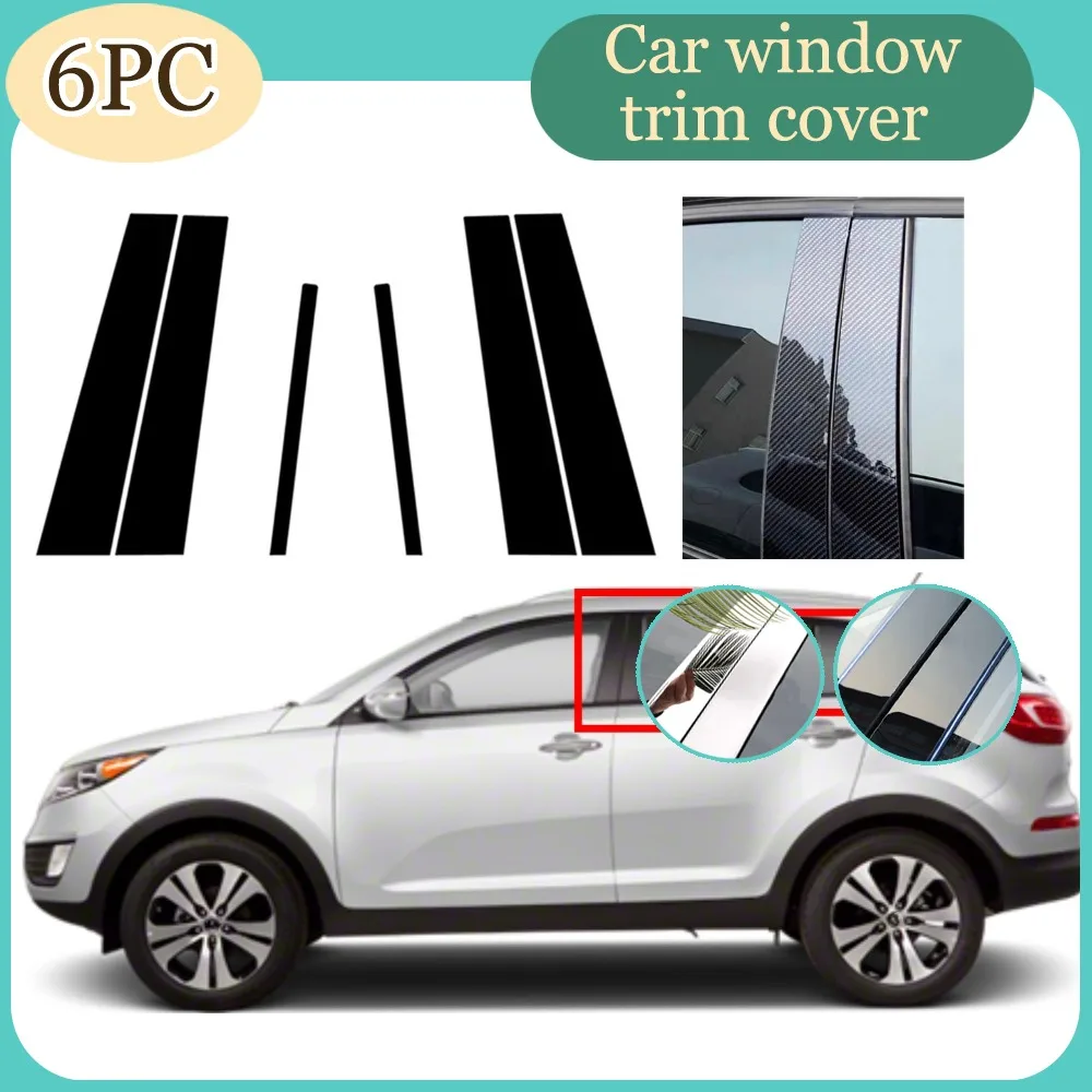 

Fit For Kia Sportage 2017 2018 2019 2020- 2022 Glossy Black Silver Carbon Pillar Post Door Window Column BC Trim Sticker Cover