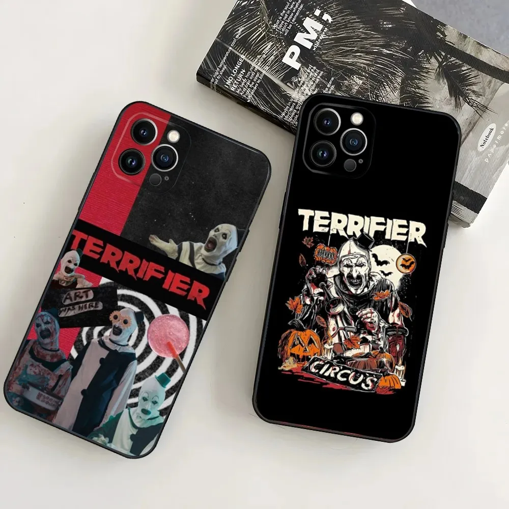 T-Terrifier Art the Clown Phone Case For iPhone16,15,14,13,12 Mini 11 Pro XR,X,XS,MAX 7,8 Plus Silicone Cover Soft Black