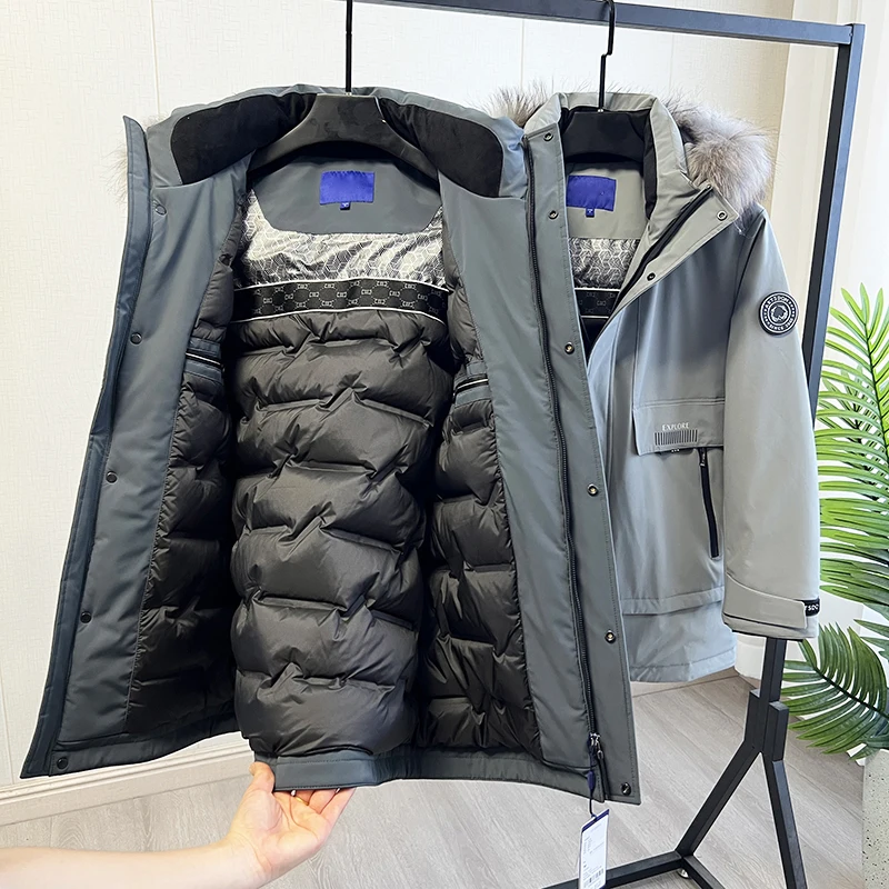 

Ультратеплая мужская куртка-парка с капюшоном из гусиного пуха, светоотражающая, теплосберегающая, морозостойкая, городская модная молодежная верхняя одежда