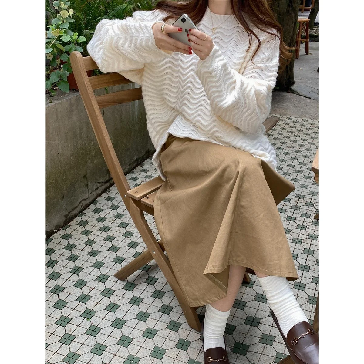 Thiened ルーズカジュアルレディースセーター 無地 3D ウェーブパターン スイート Sle ロング Sve ラウンドネック プルオーバー 秋春