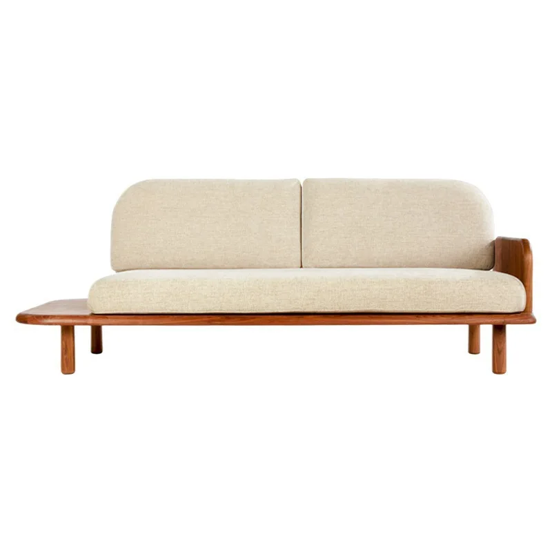 Wabi sofa, log furniture, solid wood combination, fabric black walnut three-person sofa
