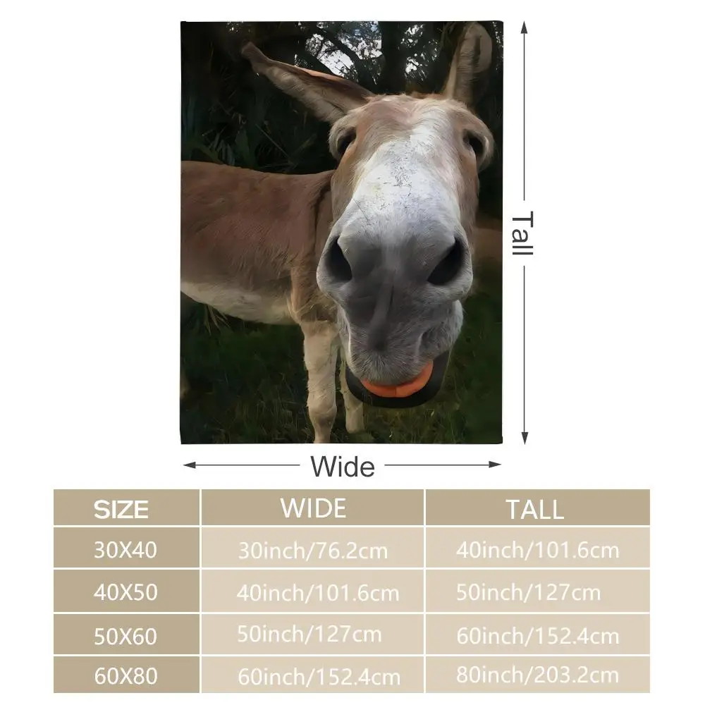 Мягкое фланелевое одеяло с забавным осликом, теплое, приятное для кожи покрывало до колена для дивана, офисной кровати, путешествий, зимы, больших размеров