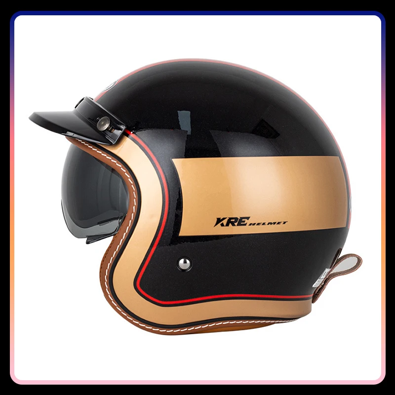 

Retro Half Open Motorcycle Helmets Jet Motocross Accessories Casco Moto Helmet 3/4 Open Face Vintage Helmet All Seasons Capacete