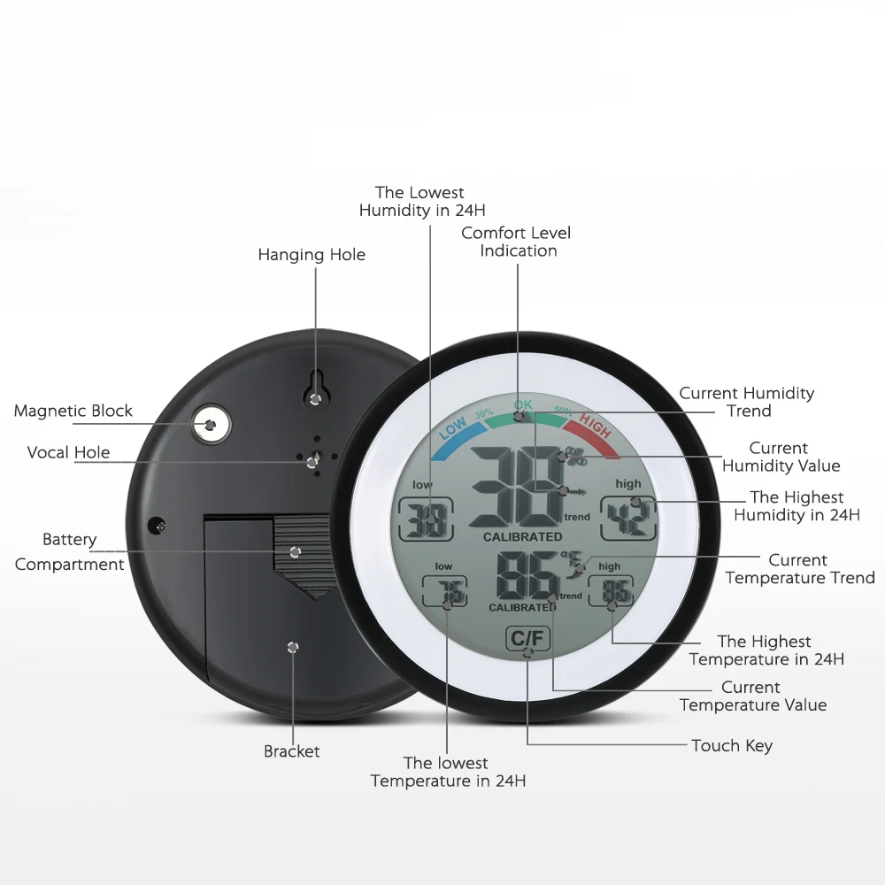 Hygrometer Termometro Digital Thermometer Electronic Thermometer Humidity Meter Max Min Value Trend Display