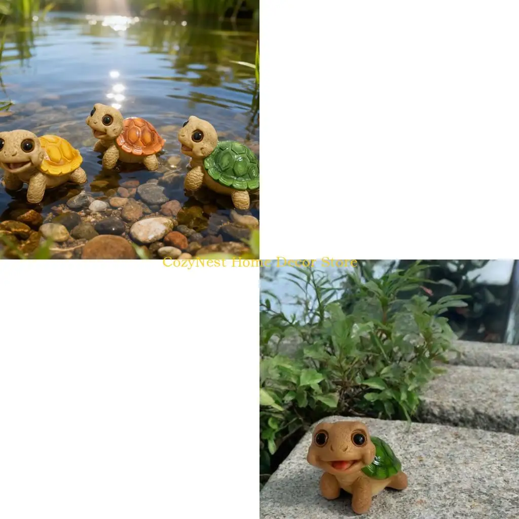 92MF Tortoise Figurines Collectibles Animal Sculptures Desktop Decoration Resin Turtles Statues Yard Ornament for Home Garden
