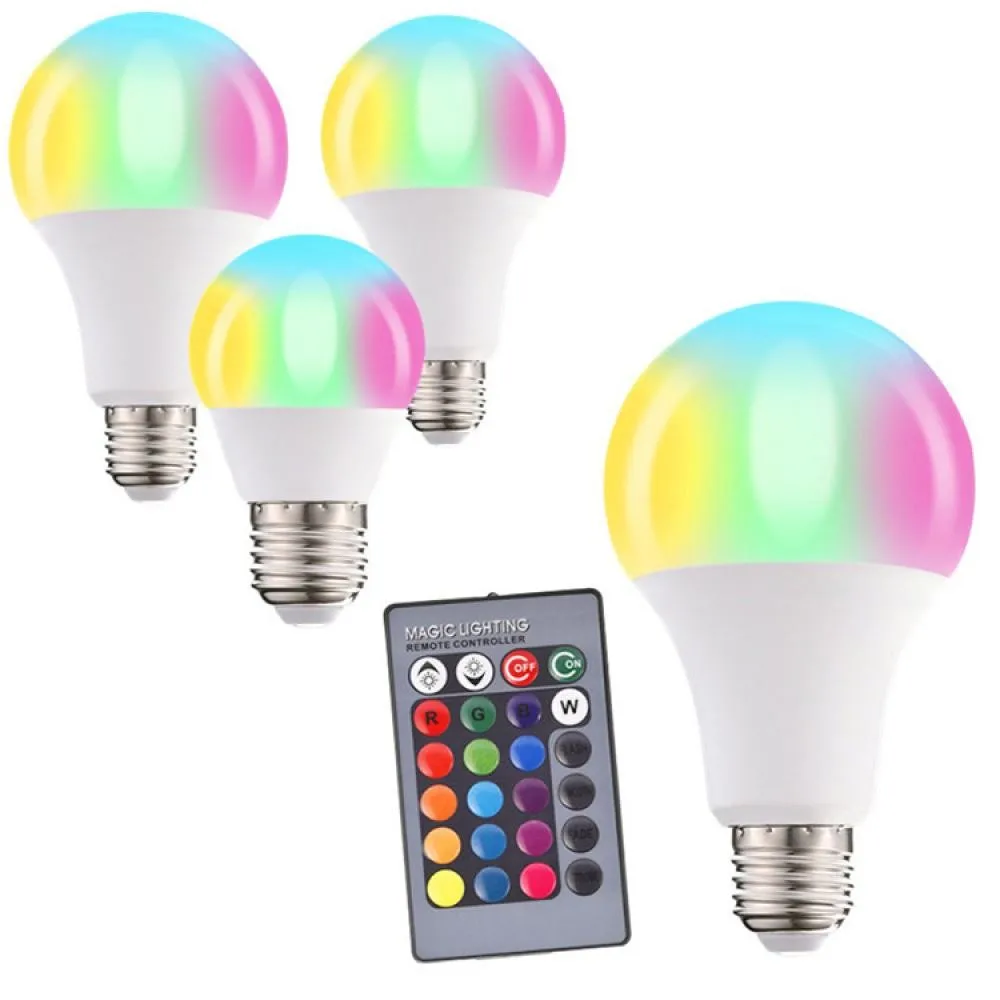 RGB Light Bulb E27 Colorful LED Change Color Lamp RGBW Smart Bulbs 5W 10W 15W IR Remote Control Dimming For Home Christmas Light