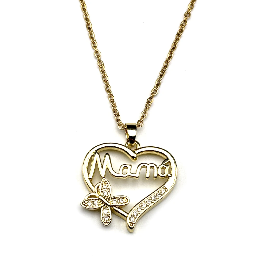 Mama Schmetterling Herz Halskette Edelstahl Goldfarben Kristall Mutter Anhänger Muttertag Schmuck Funkelnder Liebes-Charm Geschenk – Detail 8